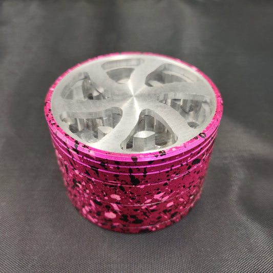 Pink Paint Splatter Colored Grinder with Glass Top