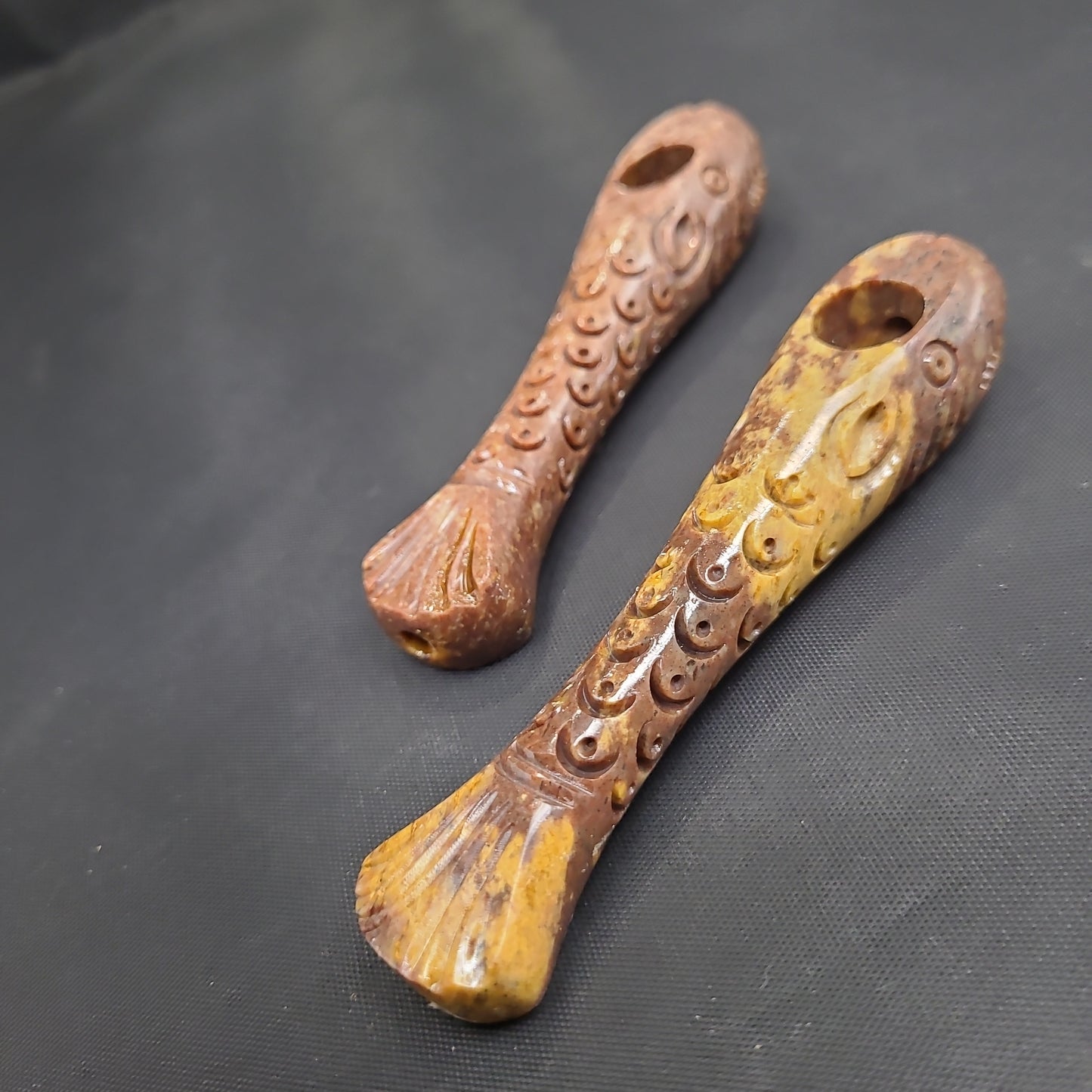 4.5" Stone Carved Sea Animal Hand Pipe