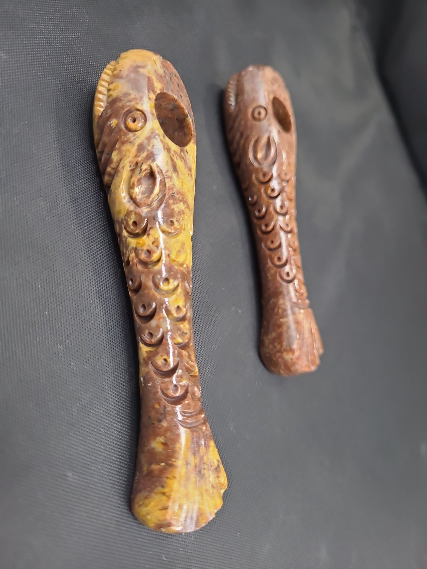 4.5" Stone Carved Sea Animal Hand Pipe