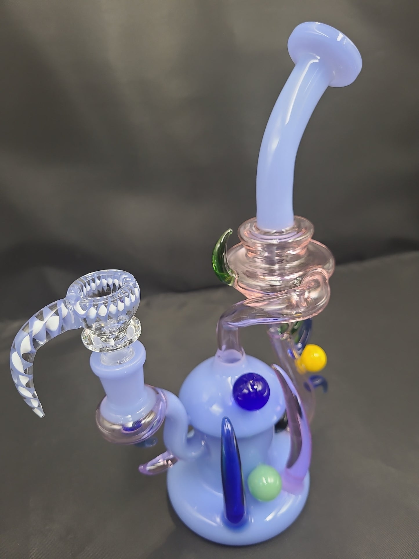 9" Milky Horn Art Recycler bong rig w/ Matching Horn Slide