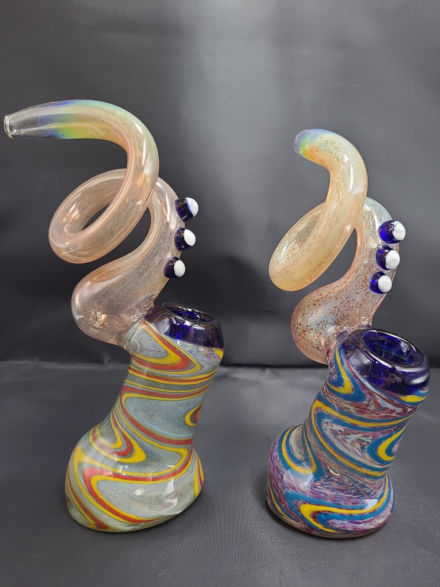 9" Twisty Wig Wag Fumed Color Bubbler