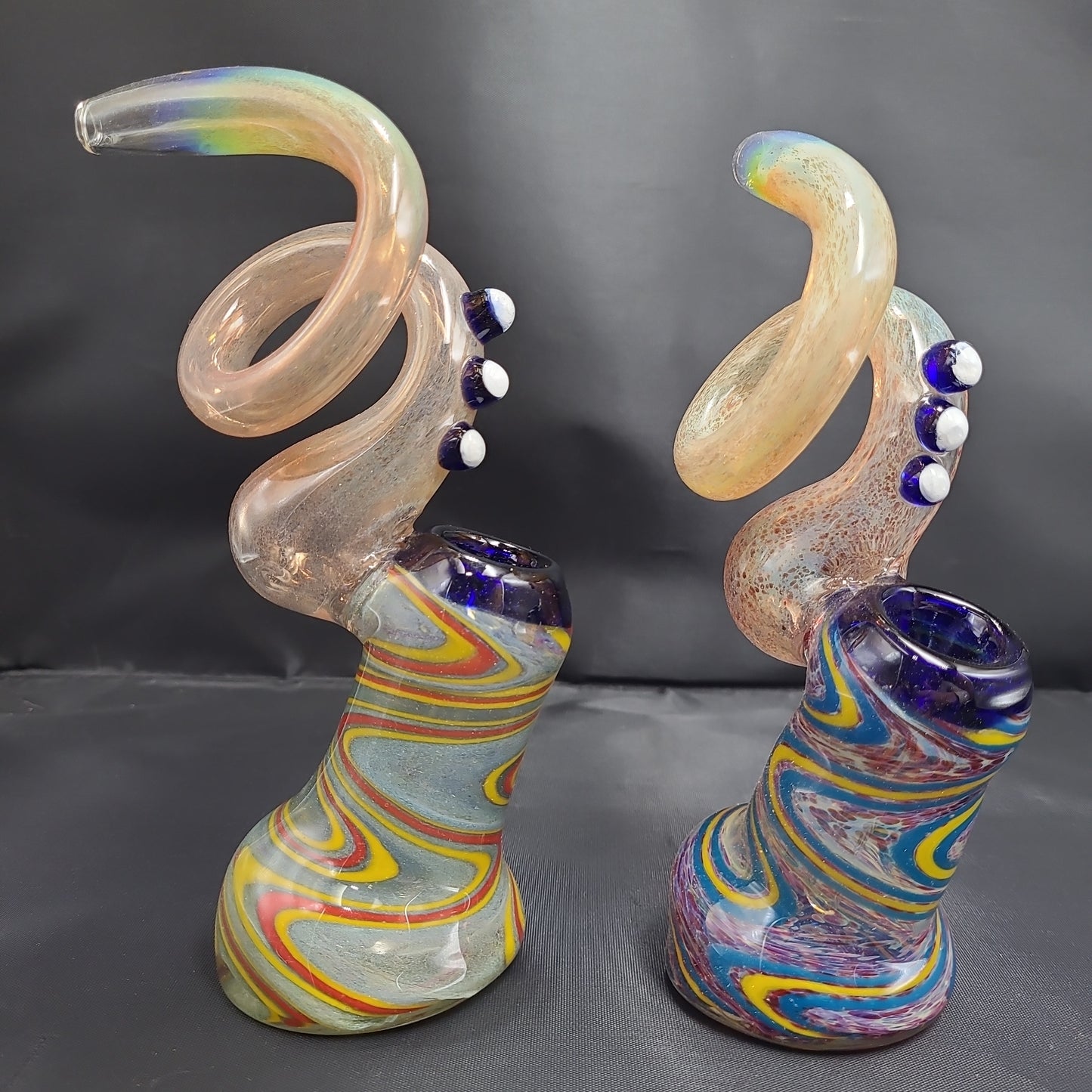 9" Twisty Wig Wag Fumed Color Bubbler