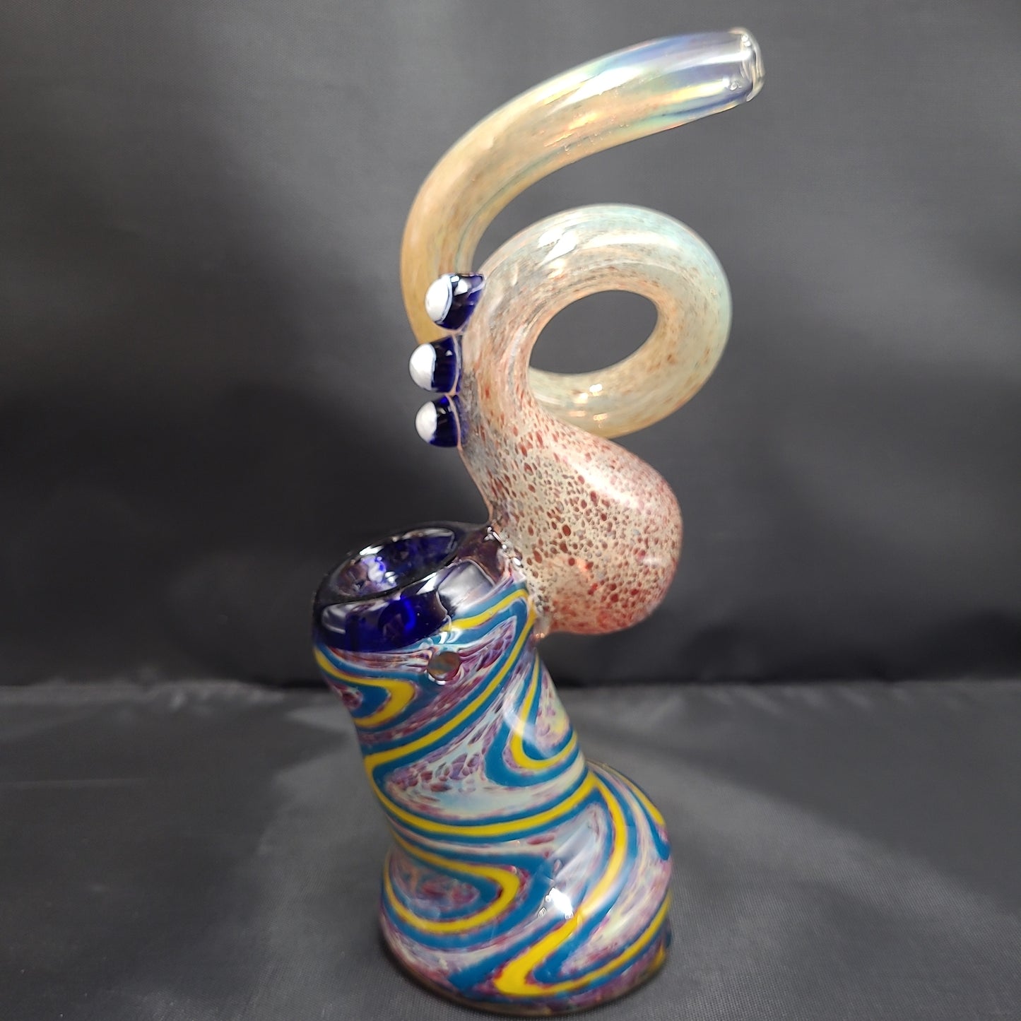 9" Twisty Wig Wag Fumed Color Bubbler