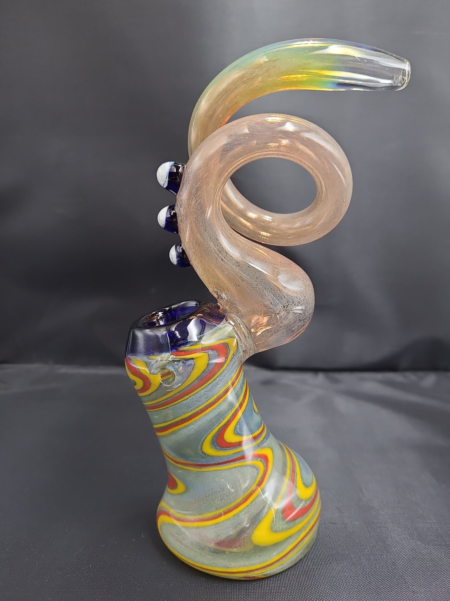 9" Twisty Wig Wag Fumed Color Bubbler