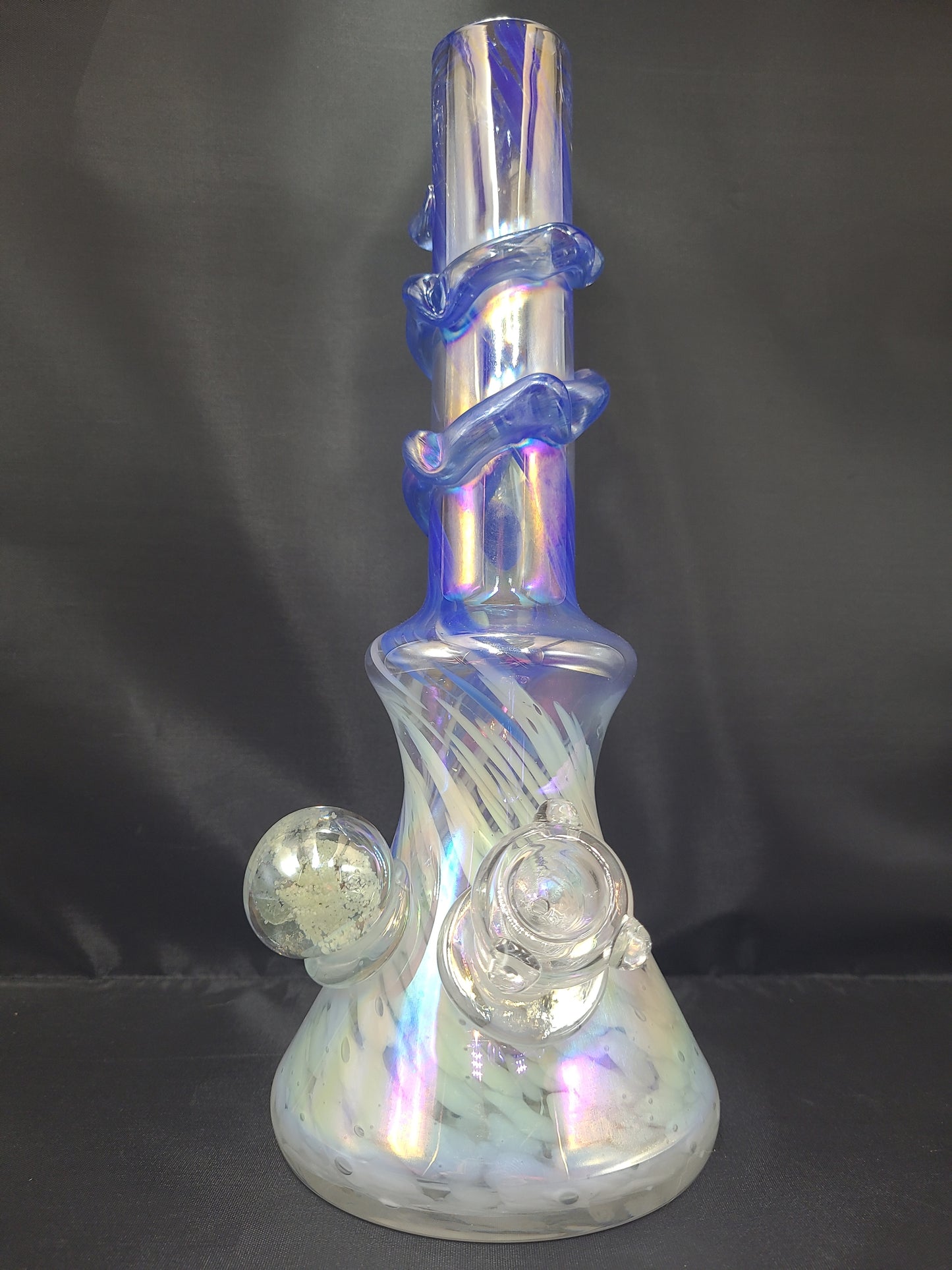 14" Heavy Frit Glow Handle Ball Beaker