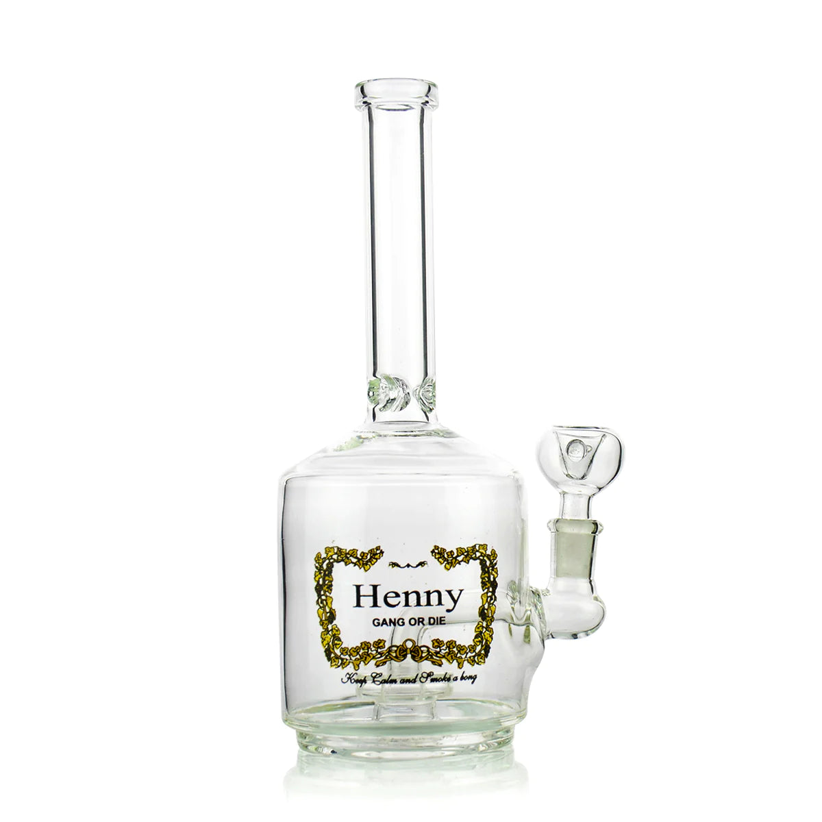 10" Henny Liquor Bottle Water Pipe 14mm Male Bowl Included