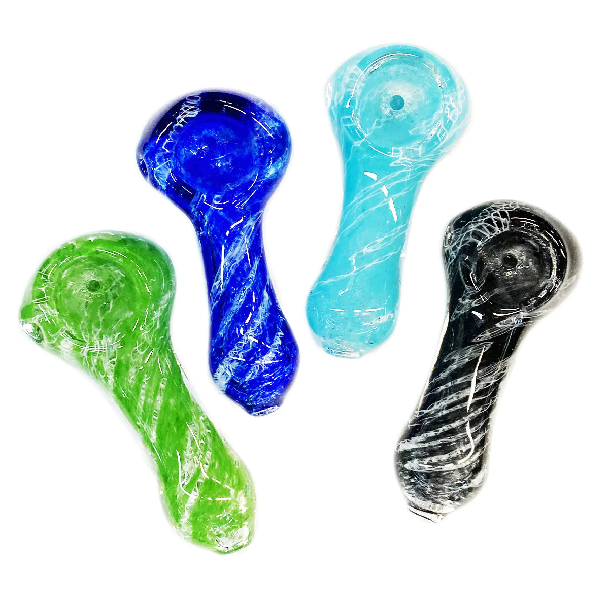 2.5" Hand Pipe Color Frit Glass with Swirling Art