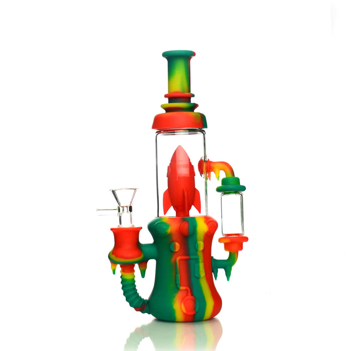 10" Silicone Drip Rocket Bong with 14mm Male Glass Bowl