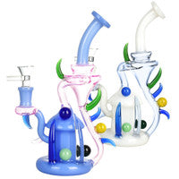 9" Milky Horn Art Recycler bong rig w/ Matching Horn Slide