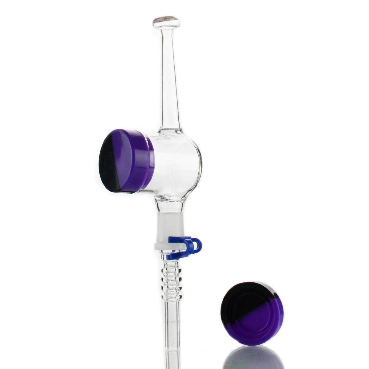 8" Clear glass Nectar Collector Concentrate with 14mm Plastic Clip and 9mm Silicone Jar